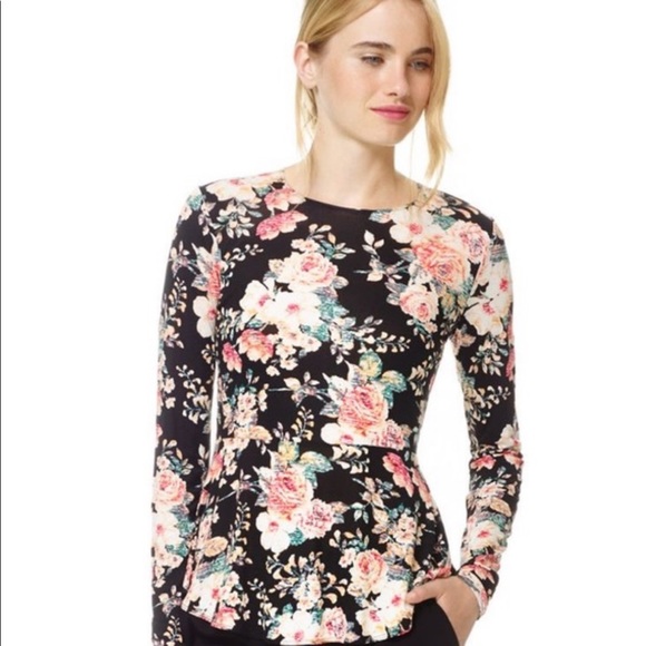 ARITZIA / WILFRED / FLORAL PEPLUM LONG SLEEVE TOP